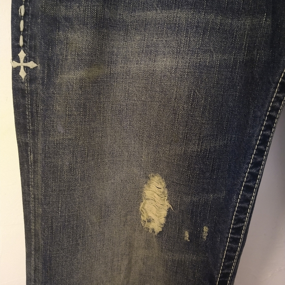 Affliction Distressed Denim Jeans Size 34 - Picture 6 of 13